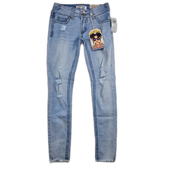 Vintage Almost Famous Distressed Skinny Jeans Light Wash Women's Size 0 - Picture 1 of 15